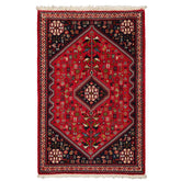 2x4 Red, Navy, Ivory Color Hand Knotted Abadeh Wool Traditional Oriental Rug